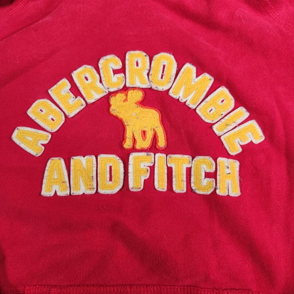 Abercrombie & Fitch Hoodie Womens‎ Large Red Authentic Vintage Sweatshirt Moose - Picture 4 of 13